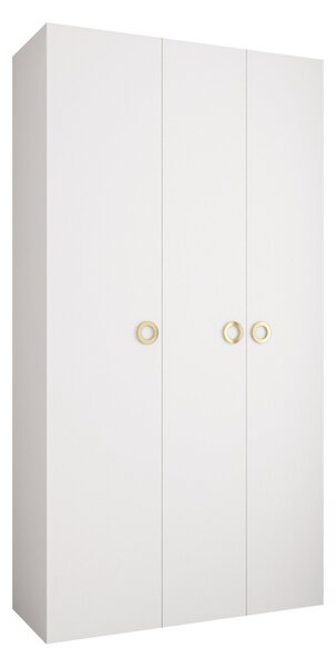 Gardróbszekrény Hartford 544, Laminált forgácslap, 246x130x42cm, Aranysárga, Fehér