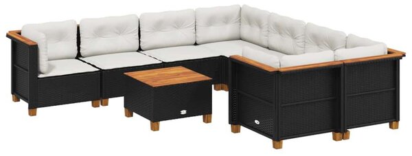 VidaXL Polyrattan Kerti Ülőgarnitúra - 9 részes - Fekete
