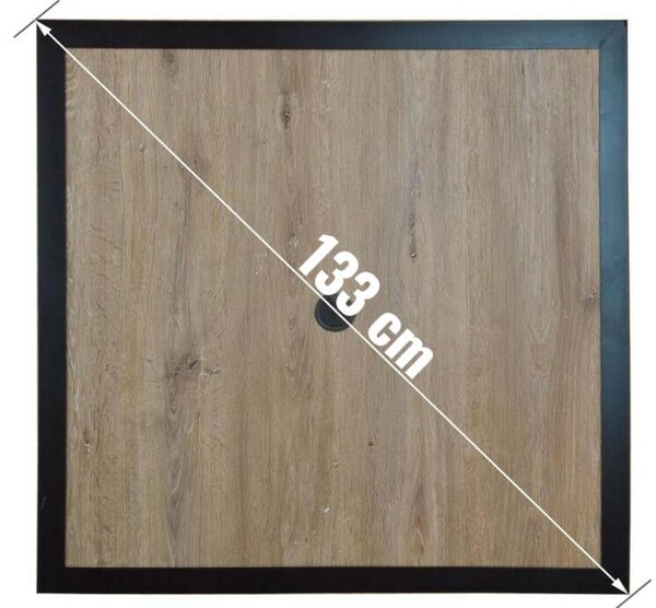 Rojaplast ZWT-194 fém kerti asztal – fekete, fa hatású Polywood asztallappal