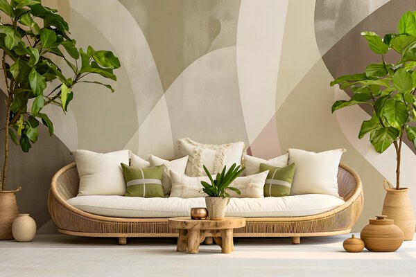 Fotótapéta Lágy ívek tompa tónusokkal, folyó vonalakkal és bézs színátmenetekkel, minimalista és modern, Fotótapéta design, w01334v1 : Uwalls.hu