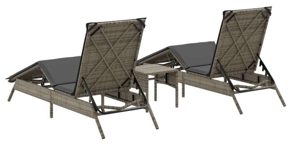 VidaXL Napozóágy Szett - 2 db Szürke Polyrattan