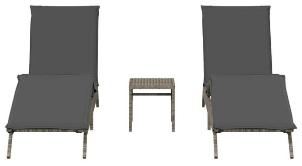 VidaXL Napozóágy Szett - 2 db Szürke Polyrattan