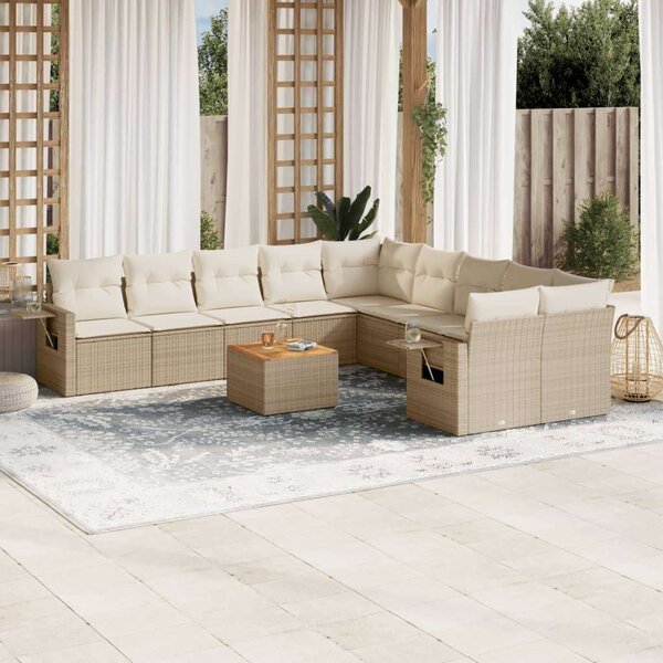 VidaXL Polyrattan Kerti Ülőgarnitúra - 11 részes - Bézs