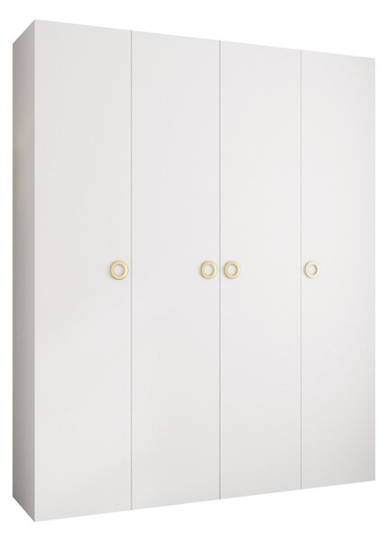 Gardróbszekrény Hartford 554, Laminált forgácslap, 246x200x42cm, Aranysárga, Fehér