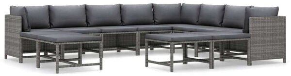 VidaXL Polyrattan Kerti Ülőgarnitúra - 12 részes - Szürke