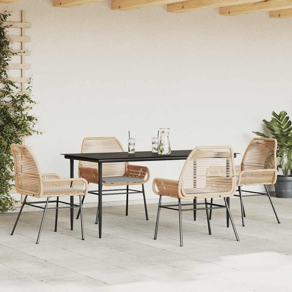 VidaXL 5 észes barna polyrattan üveg kerti étkezőgarnitúra párnával
