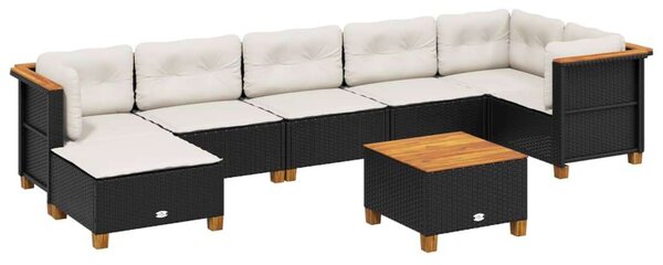 VidaXL Polyrattan Kerti Ülőgarnitúra - 8 részes - Fekete