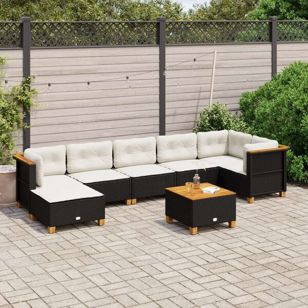 VidaXL Polyrattan Kerti Ülőgarnitúra - 8 részes - Fekete