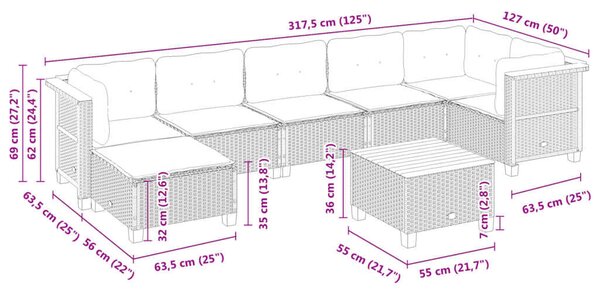 VidaXL Polyrattan Kerti Ülőgarnitúra - 8 részes - Fekete