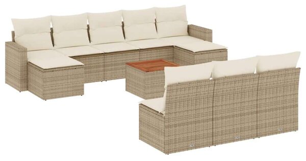VidaXL Polyrattan Kerti Ülőgarnitúra - 11 részes - Bézs