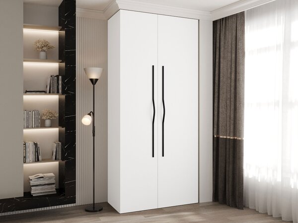 Gardróbszekrény Hartford 562, Laminált forgácslap, 246x110x52cm, Fekete, Fehér