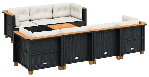 VidaXL 8 részes Kerti Ülőgarnitúra - Fekete Polyrattan