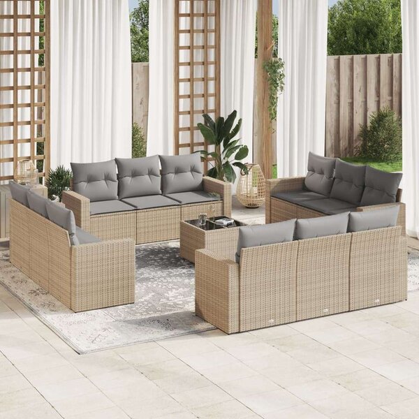 VidaXL Polyrattan Kerti Ülőgarnitúra - Bézs - 13 részes