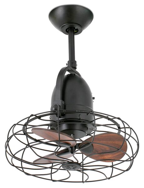Keiki ventilátor, Ø43 cm, falra és mennyezetre szerelhető, sötétbarna – Faro FARO BARCELONA, Keiki, Fekete, Nappali, Fém, Vintage