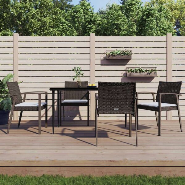 5-részes polyrattan és acél kerti étkezőgarnitúra párnával
