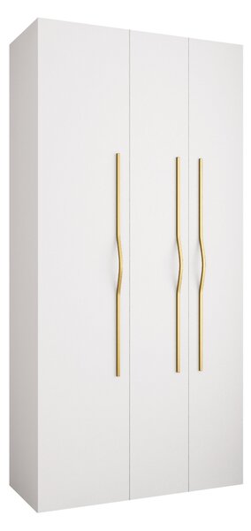 Gardróbszekrény Hartford 563, Laminált forgácslap, 246x120x42cm, Aranysárga, Fehér