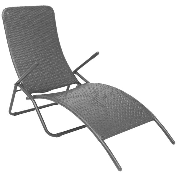 VidaXL Napozóágy - Összecsukható - Polyrattan - Fekete