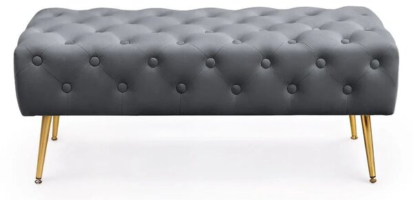 Monaco padkő, bársonnyal kárpitozott, pad típusú, fém lábak, 100x42x41 cm, szürke