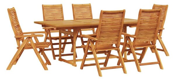 VidaXL Kert étkező szett 7 pcs Barna Tömör Akácfa