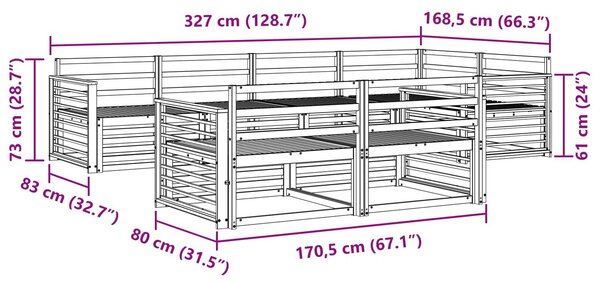 VidaXL Kültéri kanapé szett 7 pcs Természetes Tömör Akácfa