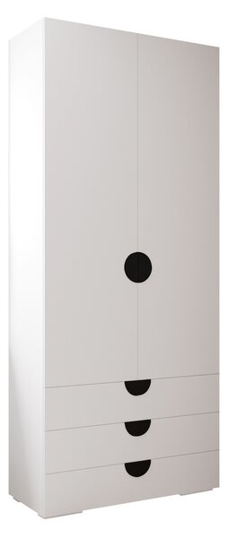 Gardróbszekrény Hartford 565, Laminált forgácslap, 237x100x47cm, Fekete, Fehér