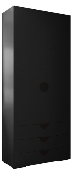 Gardróbszekrény Hartford 565, Laminált forgácslap, 237x100x47cm, Fekete