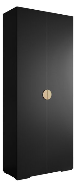 Gardróbszekrény Hartford 566, Laminált forgácslap, 237x100x47cm, Fekete, Aranysárga