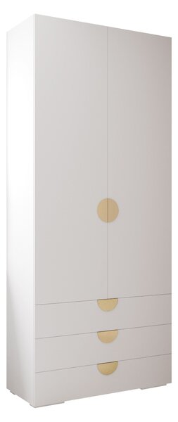 Gardróbszekrény Hartford 565, Laminált forgácslap, 237x100x47cm, Aranysárga, Fehér