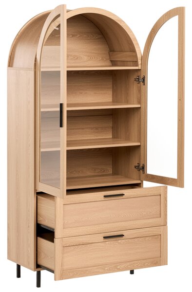 Üveges vitrin LACHINE 80 cm Világosbarna
