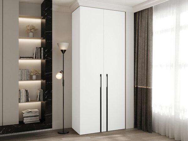 Gardróbszekrény Hartford 569, Laminált forgácslap, 246x100x42cm, Fekete, Fehér