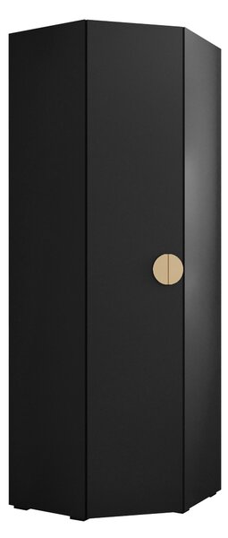 Sarokszekrény Hartford 568, Laminált forgácslap, 237x81x81cm, Fekete, Aranysárga
