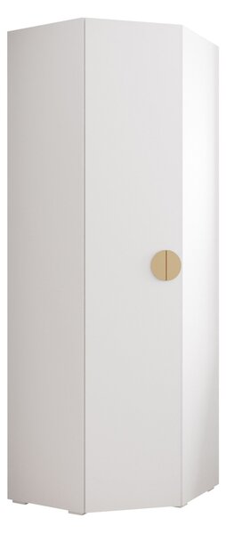 Sarokszekrény Hartford 568, Laminált forgácslap, 237x81x81cm, Fehér, Aranysárga