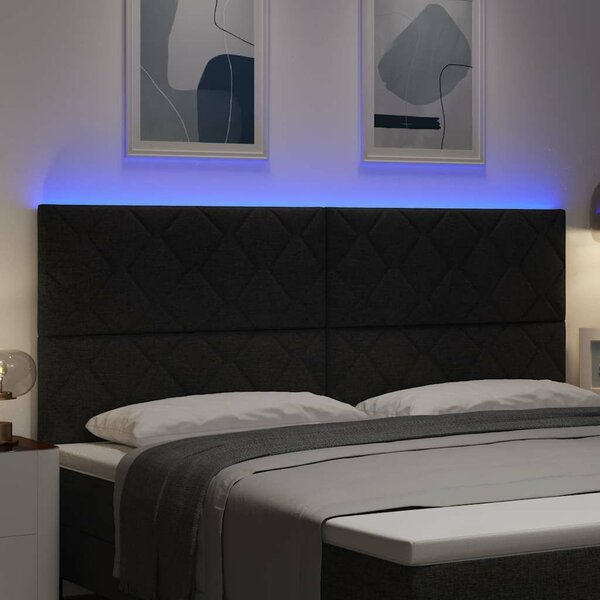 VidaXL LED ágytámla Fekete szövet