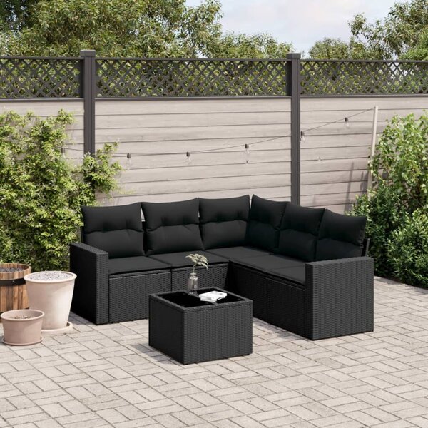 VidaXL Polyrattan Kerti Ülőgarnitúra - 6 részes - Fekete
