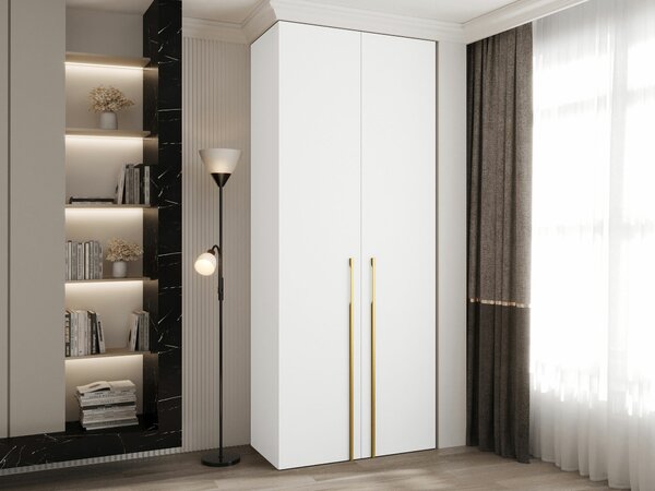 Gardróbszekrény Hartford 569, Laminált forgácslap, 246x100x52cm, Fehér, Aranysárga