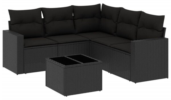 VidaXL Polyrattan Kerti Ülőgarnitúra - 6 részes - Fekete