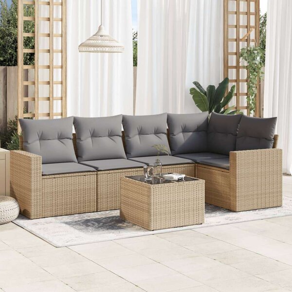 VidaXL Polyrattan Kerti Ülőgarnitúra - 6 részes - Bézs