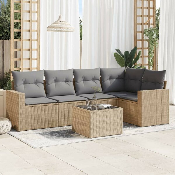 VidaXL Polyrattan Kerti Ülőgarnitúra - 6 részes - Bézs