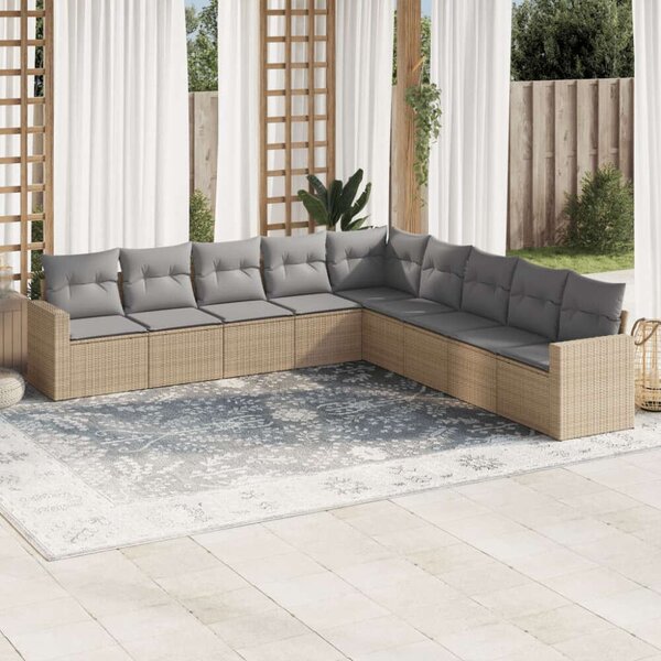 VidaXL Polyrattan Kerti Ülőgarnitúra - 9 részes - Bézs