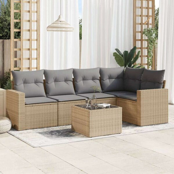 VidaXL Polyrattan Kerti Ülőgarnitúra - 6 részes - Bézs