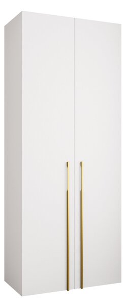Gardróbszekrény Hartford 569, Laminált forgácslap, 246x100x52cm, Fehér, Aranysárga