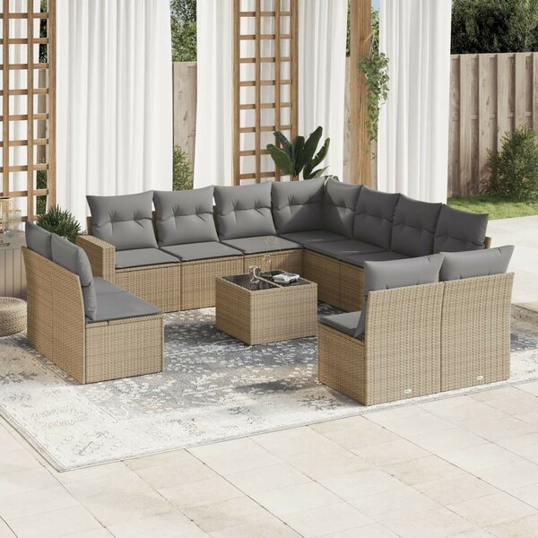 VidaXL Polyrattan Kerti Ülőgarnitúra - 12 részes - Bézs