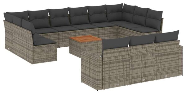 VidaXL Polyrattan Kerti Ülőgarnitúra - 14 részes - Szürke