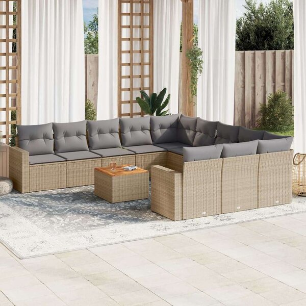 VidaXL Polyrattan Kerti Ülőgarnitúra - 12 részes - Bézs