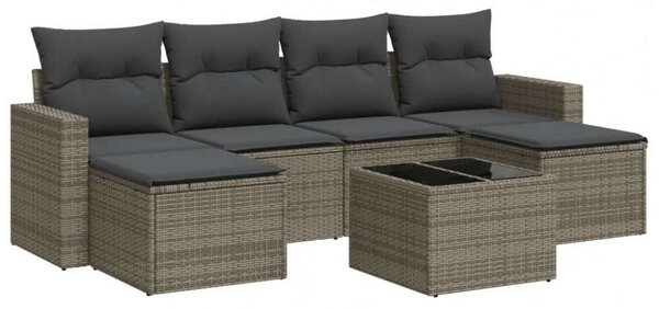 VidaXL Polyrattan Kerti Ülőgarnitúra - 7 részes - Szürke