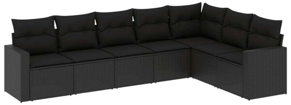 VidaXL Polyrattan Kerti Ülőgarnitúra - 7 részes - Fekete