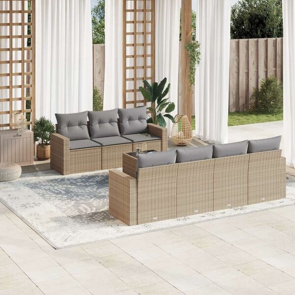 VidaXL Polyrattan Kerti Ülőgarnitúra - 8 részes - Bézs