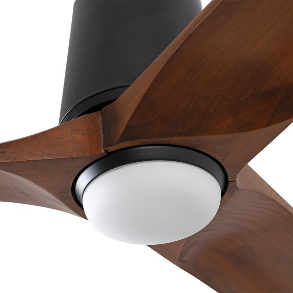 Heywood L LED mennyezeti ventilátor, fekete/fa, DC, csendes – Faro FARO BARCELONA, Heywood L, dimmable, Fa, Nappali, Fa, Modern