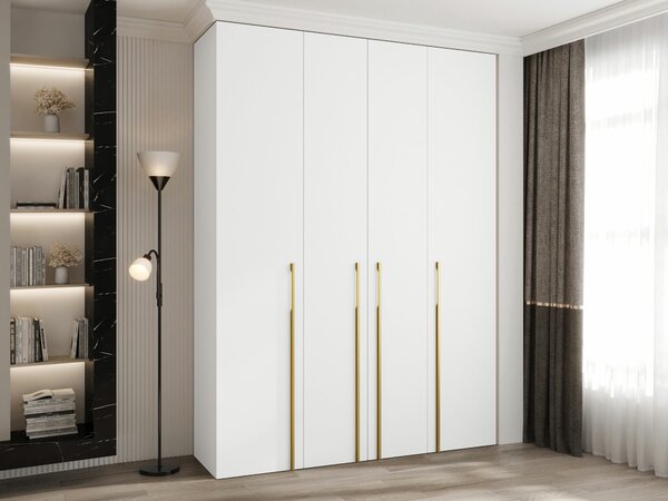 Gardróbszekrény Hartford 570, Laminált forgácslap, 246x180x42cm, Aranysárga, Fehér
