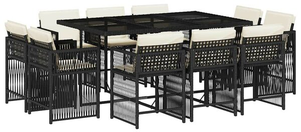 VidaXL Polyrattan Kerti Étkezőgarnitúra - 11 részes - Fekete